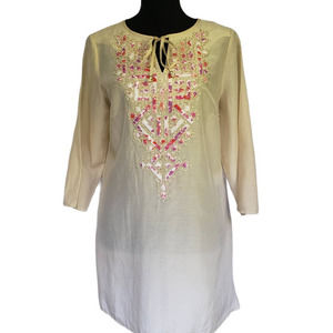 🆕 Chico's Silk Cotton Beaded Tunic Blouse